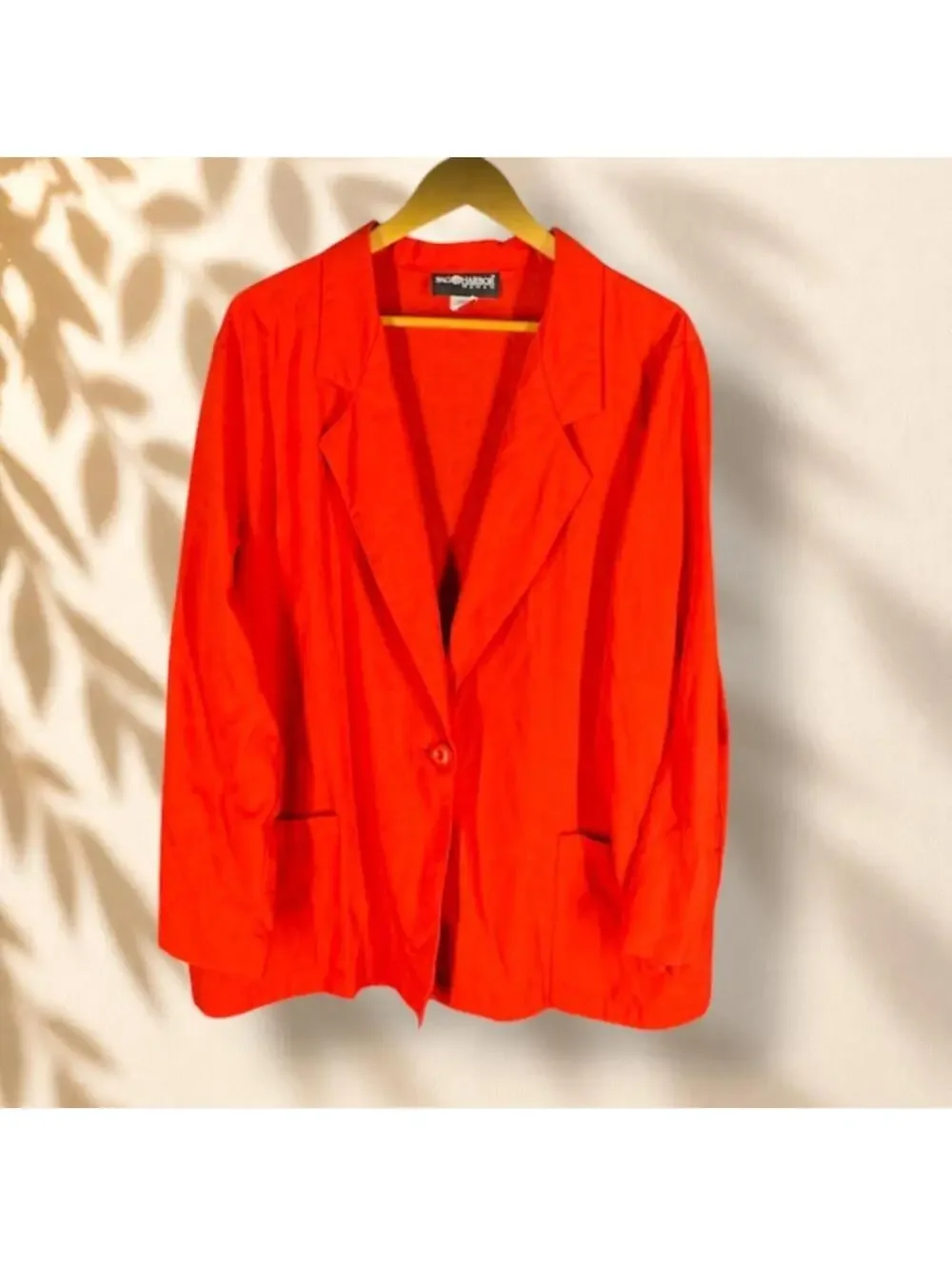 Sag Harbor Blazer Women 20W Plus Red One Button Long Sleeve Collared Pockets
